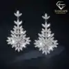 Cluster drop earrings <br> moissanite silver. 1 Pretty sterling silver moissanite cluster drop earrings | D-carats.