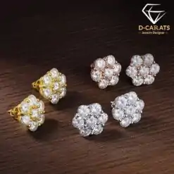 Expensive looking sterling silver cluster moissanite earrings | D-Carats.
