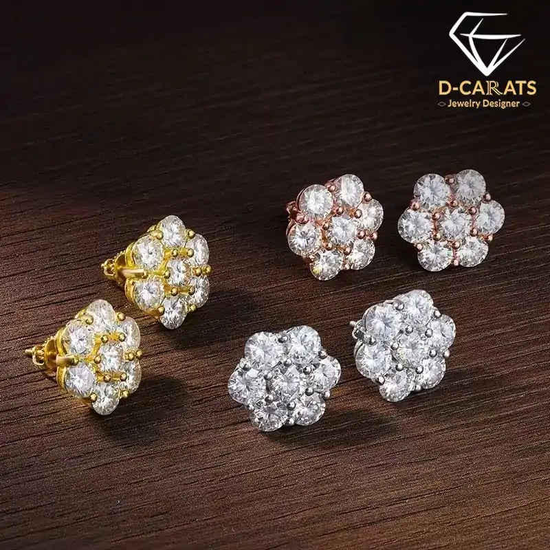 Sterling silver cluster moissanite earrings Dcarats 27 wpp1710253293991