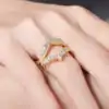 18k yellow gold-plated crown ring with moissanite diamond | D-Carats.