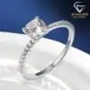 Beautiful sterling silver cushion cut moissanite engagement ring | D-Carats.