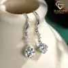 White gold 1 carat each moissanite fish hook earrings in sterling silver | D-Carats.