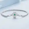 High polished sterling silver four leaf clover lucky charm bracelet | D-Carats.