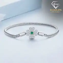 Stunning sterling silver four leaf clover lucky charm bracelet | D-Carats.
