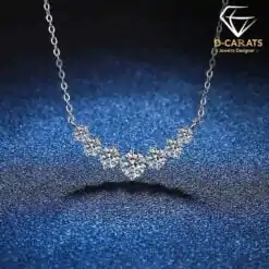 Beautiful sterling silver graduated moissanite necklace | D-Carats.