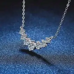 High quality sterling silver graduated moissanite necklace | D-Carats.
