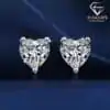 Lovely heart-shape sterling silver moissanite stud earrings | D-Carats.