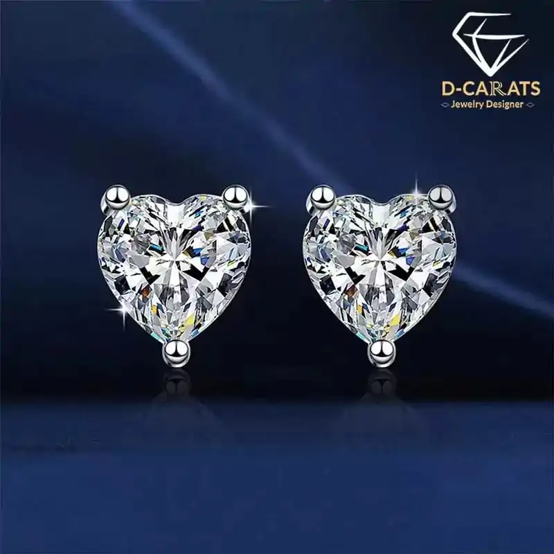 Sterling silver heart shape moissanite stud earrings DCarats wpp1716872616169