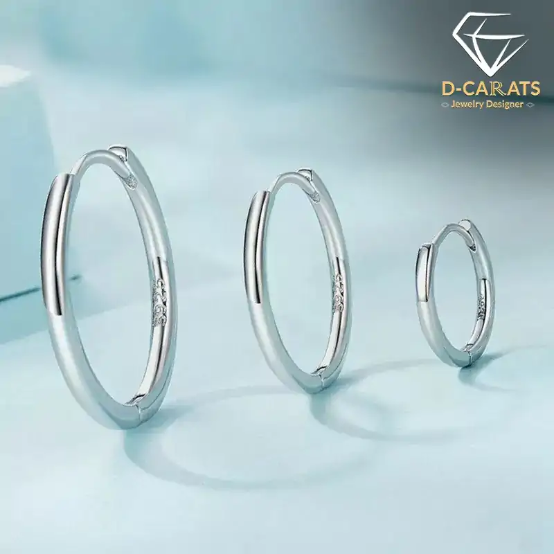 Simple sterling silver hoop earrings | D-Carats.