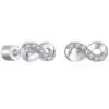 Elegant sterling silver infinity studs featuring moissanite stones | D-Carats.
