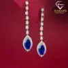 Sterling silver 925 marquise cut blue sapphire dangle earrings | D-Carats.