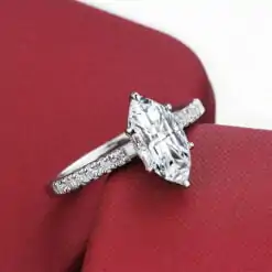 Elegant sterling silver marquise cut moissanite engagement ring