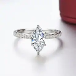 Goedkope sterling zilveren marquise cut moissanite verlovingsring