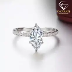 Cheap sterling silver marquise cut moissanite engagement ring