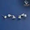 Detachable sterling silver moissanite stud drop earrings | D-Carats.