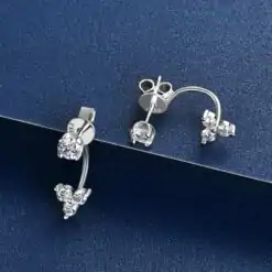 Elegant sterling silver moissanite stud drop earrings | D-Carats.