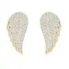 Boucles d'oreilles puces en argent et or jaune en forme d'aile d'ange avec moissanite | D-Carats.