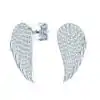 Ravissantes boucles d'oreilles puces en argent et moissanite en forme d'aile d'ange | D-Carats.