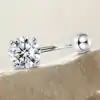 Schitterende zilveren moissaniet navelpiercing | D-Carats.