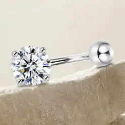 Stunning sterling silver moissanite belly button piercing | D-Carats.