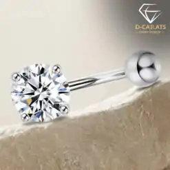 Beautiful sterling silver moissanite belly button piercing | D-Carats.