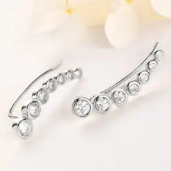 Bezel climber earrings silver| D-Carats.