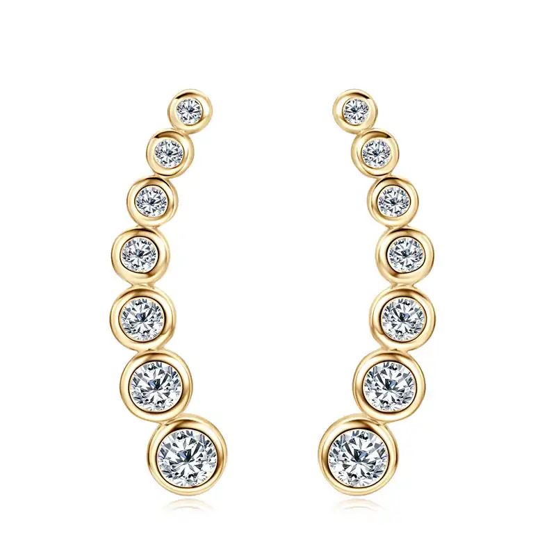 Pendientes trepadores. 5 Pendientes trepadores con engaste de oro | D-Carats.