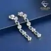 Beautiful sterling silver moissanite chain drop earrings | D-Carats.