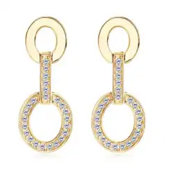 Gelbgoldfarbene Moissanit-Ohrringe aus Sterlingsilber mit Kettengliedern | D-Carats.
