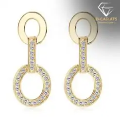 Yellow gold filled sterling silver moissanite chain link earrings | D-Carats.