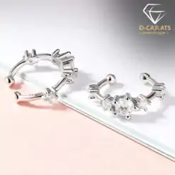 Unique non-pierce earrings in sterling silver with moissanite diamond | D-Carats.
