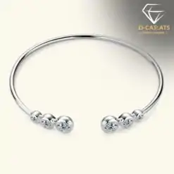 Beautiful sterling silver moissanite cuff bracelet for women | D-Carats.