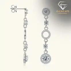 Affordable sterling silver moissanite dangle earrings | D-Carats.