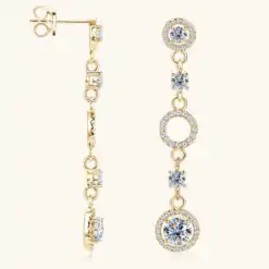 Yellow gold-plated sterling silver moissanite dangle earrings | D-Carats.