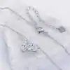Elegant sterling silver moissanite diamond double stone necklace pendant | D-Carats.