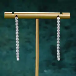 Alternative view of Tennis drop earrings silver.