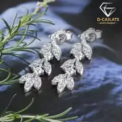 Unique sterling silver moissanite drop earrings | D-carats.