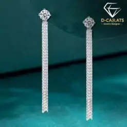 Women's fringe moissanite sterling silver earrings | D-carats.