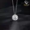 Collier pendentif halo scintillant avec pierre moissanite et chaîne en argent fin | D-Carats.
