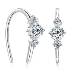 Durable sterling silver moissanite U-shape hook earrings | D-Carats.