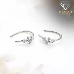 Fashionable sterling silver moissanite U-shaped hook earrings | D-Carats.