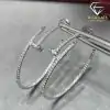 Nail design sterling silver moissanite hoop earrings | D-Carats.