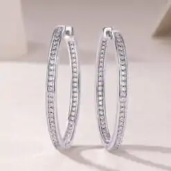 Unique sterling silver moissanite hoop earrings | D-carats.