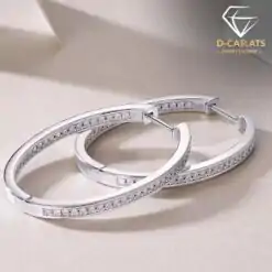 Sterling silver moissanite hoop earrings | D-carats.