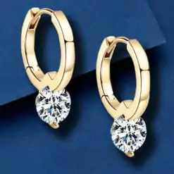 Anti-allergy sterling silver moissanite huggie drop earrings | D-Carats.