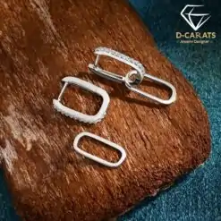 High quality sterling silver moissanite huggie earrings | D-carats