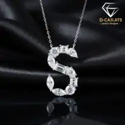 Initial necklace diamond <br> sterling silver.