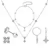 Parure de bijoux en argent massif plaqué or blanc pour femmes en moissanite | D-Carats.
