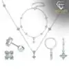 White gold-plated sterling silver moissanite jewelry set for women | D-Carats.
