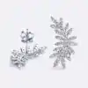 Boucles d'oreilles feuille moissanite argent sterling | D-Carats.